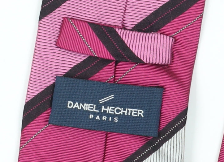 Daniel Hechter Men's Pink Striped Silk Tie, One Size