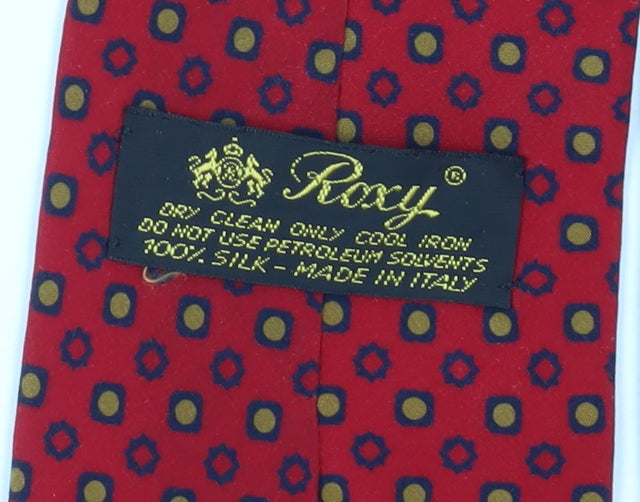 Roxy Men's Red Geometric Silk Tie, One Size