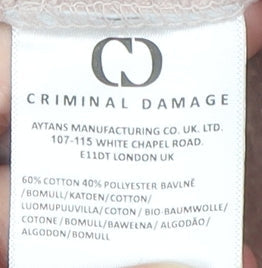 Criminal Damage Men's Beige M Hooded Pullover Logo Hoodie