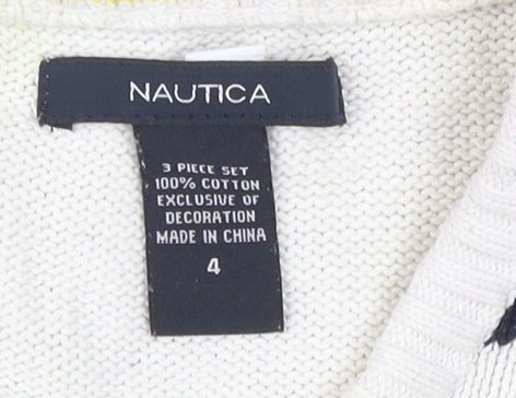 Nautica Unisex Multicoloured V-Neck Knit Vest, Size 4