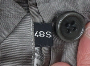 Brand and care label for Jaeger Men's Green Check Wool Blazer - Size 48S