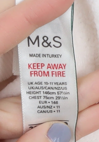 Marks & Spencer Girls Ivory Sweatshirt 10-11 Years Pullover
