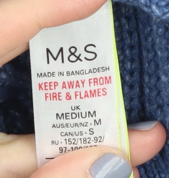 Marks & Spencer Women's Blue Cable-Knit Pullover Jumper M