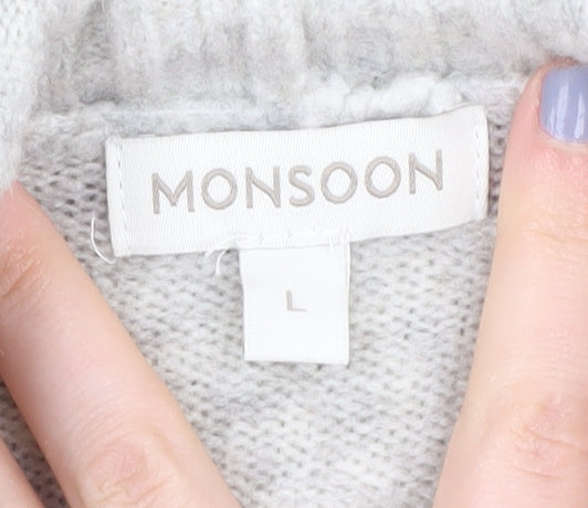 Monsoon Women's Multicoloured Roll Neck Cape Jumper