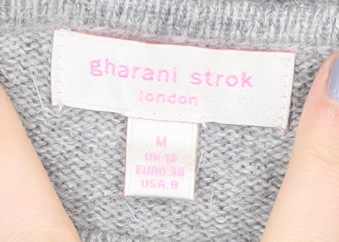 Gharani Strok Grey Lace Accent Pullover Jumper Size 10