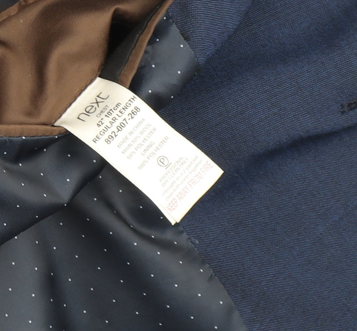 Next Men's Blue Suit Jacket Regular Fit 42R