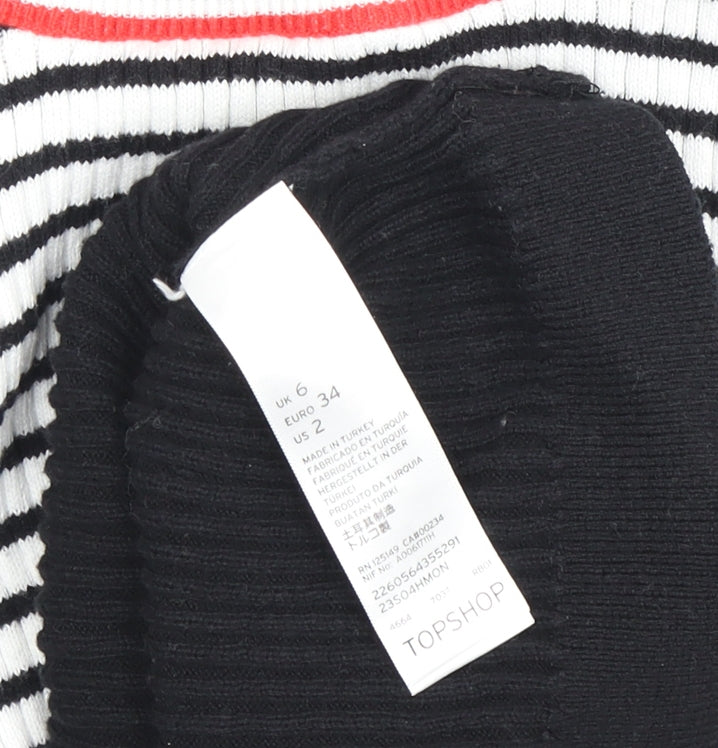 Topshop Women's Black Striped Pullover Jumper Size 6