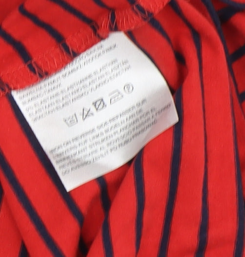 Yessica Women's Red Striped Basic T-Shirt M Casual