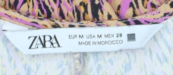 Zara Women's Multicoloured V-Neck Blouse Size M