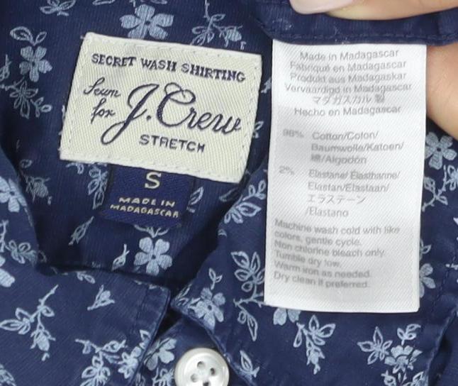 J.Crew Men's Blue Floral Slim Fit Cotton Shirt S