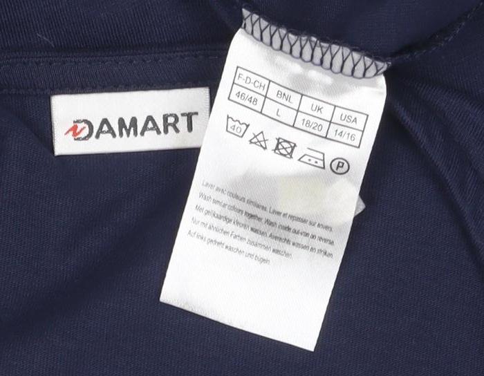 Damart Women's Blue Long Sleeve V-Neck T-Shirt