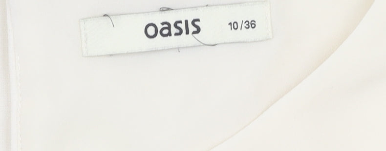 Oasis Women’s Ivory Blouse, Size 10, Short Sleeve