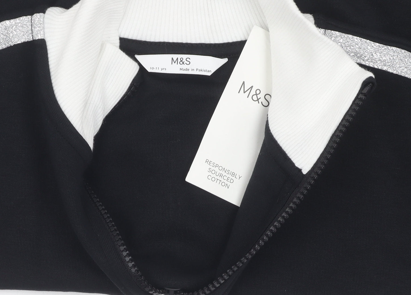 Marks & Spencer Girls Black Full Zip Jumper 10-11 Years