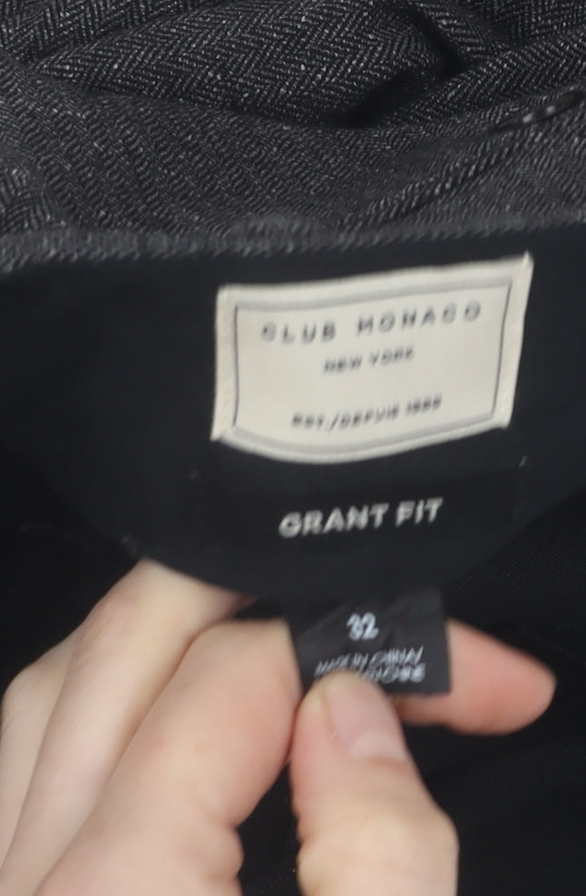 Club Monaco Men's Black Trousers, 32, Classic Fit