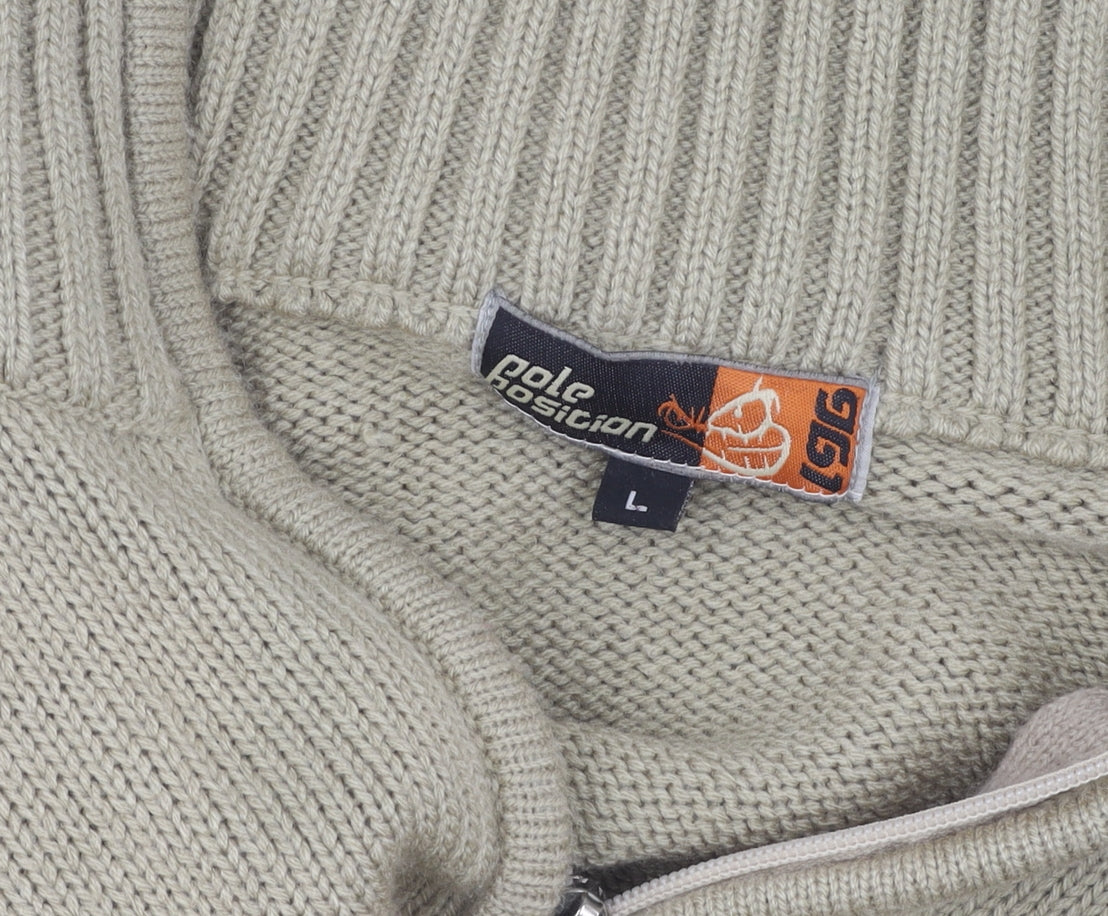 Pole Position Men's Beige Full Zip Jumper Size L