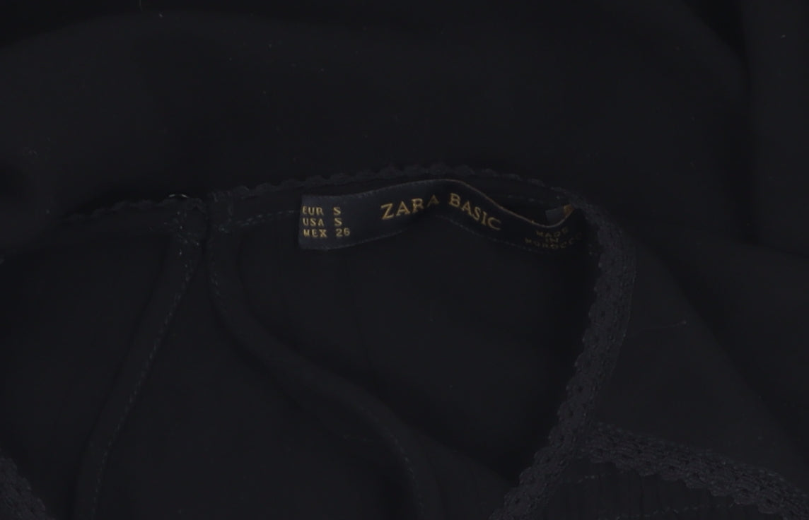 Zara Women's Black Basic Blouse, Size S, Elegant Casual Wear