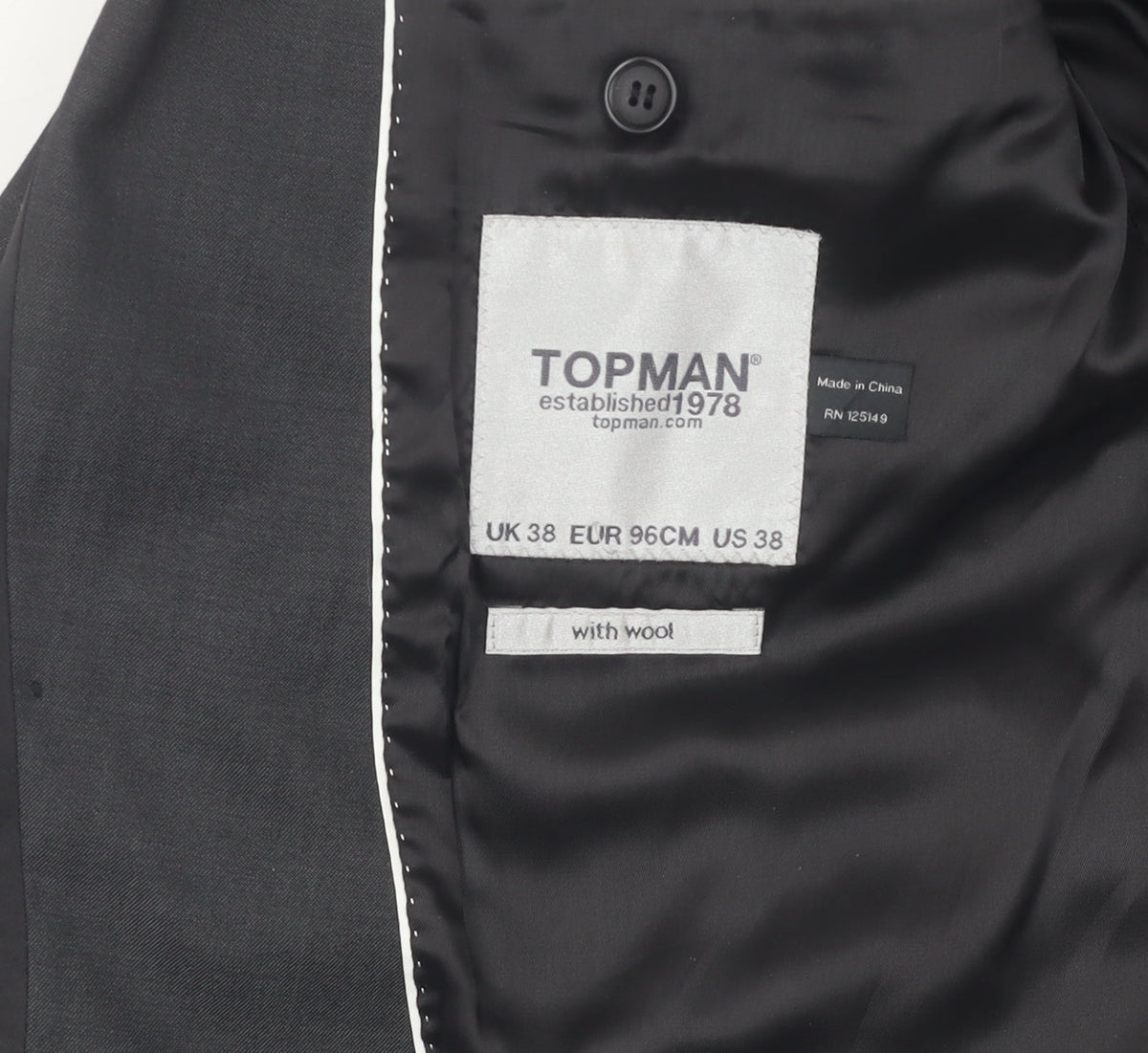 Topman Men's Black Suit Jacket 38 Formal Wear