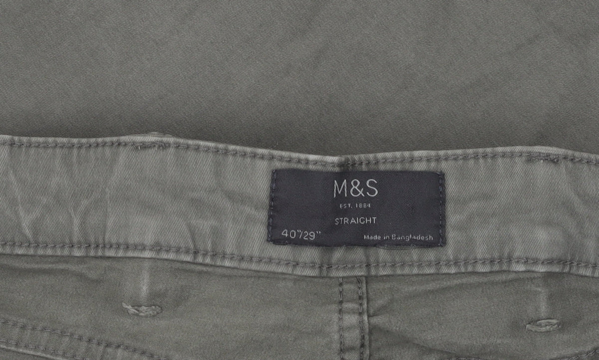 Marks & Spencer Green Straight Trousers 40 Unisex