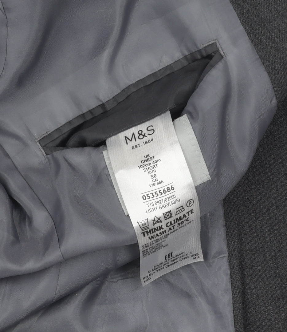 Marks & Spencer Men's Grey Suit Jacket 40 Short