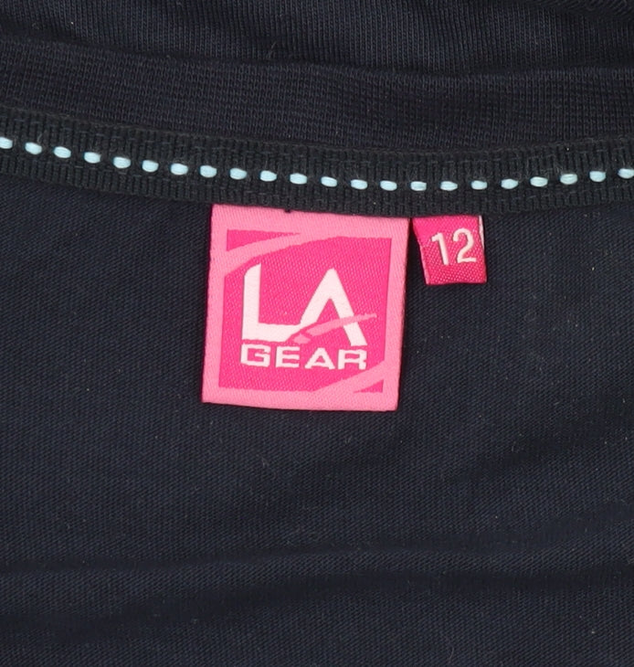 LA Gear Women's Black V-Neck T-Shirt Size 12