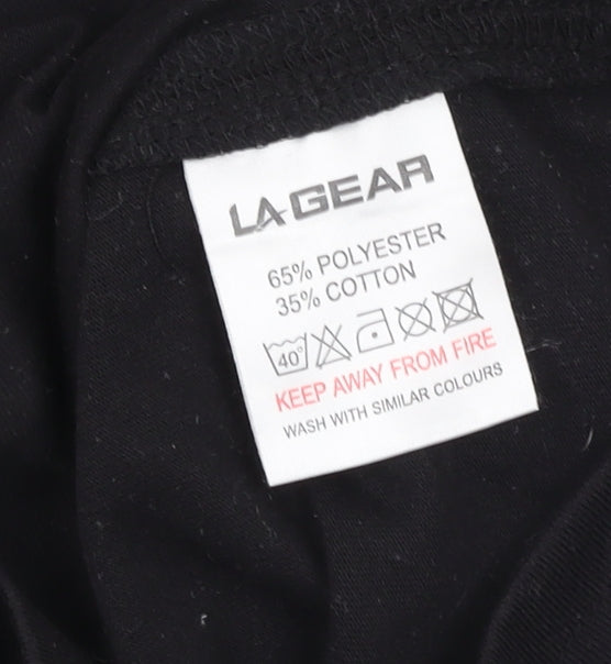 LA Gear Women's Black Basic V-Neck T-Shirt Size 12
