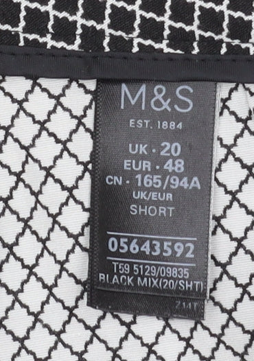 Marks & Spencer Women's Black Geometric Trousers, Size 20