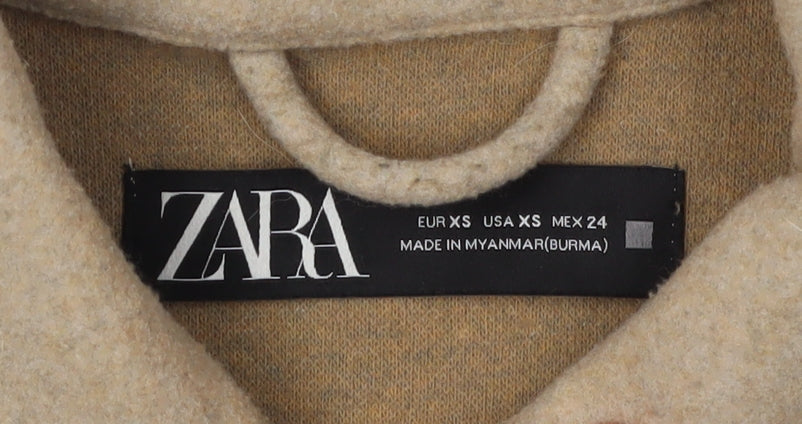 ZARA Women's Beige Mid-Length Wool Coat XS