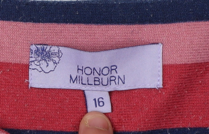 Honor Millburn Women's Multicoloured Striped T-Shirt Size 16
