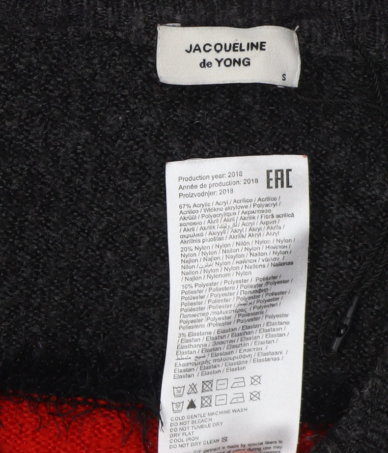 JACQUELINE de YONG Women's Black Red V-Neck Pullover S