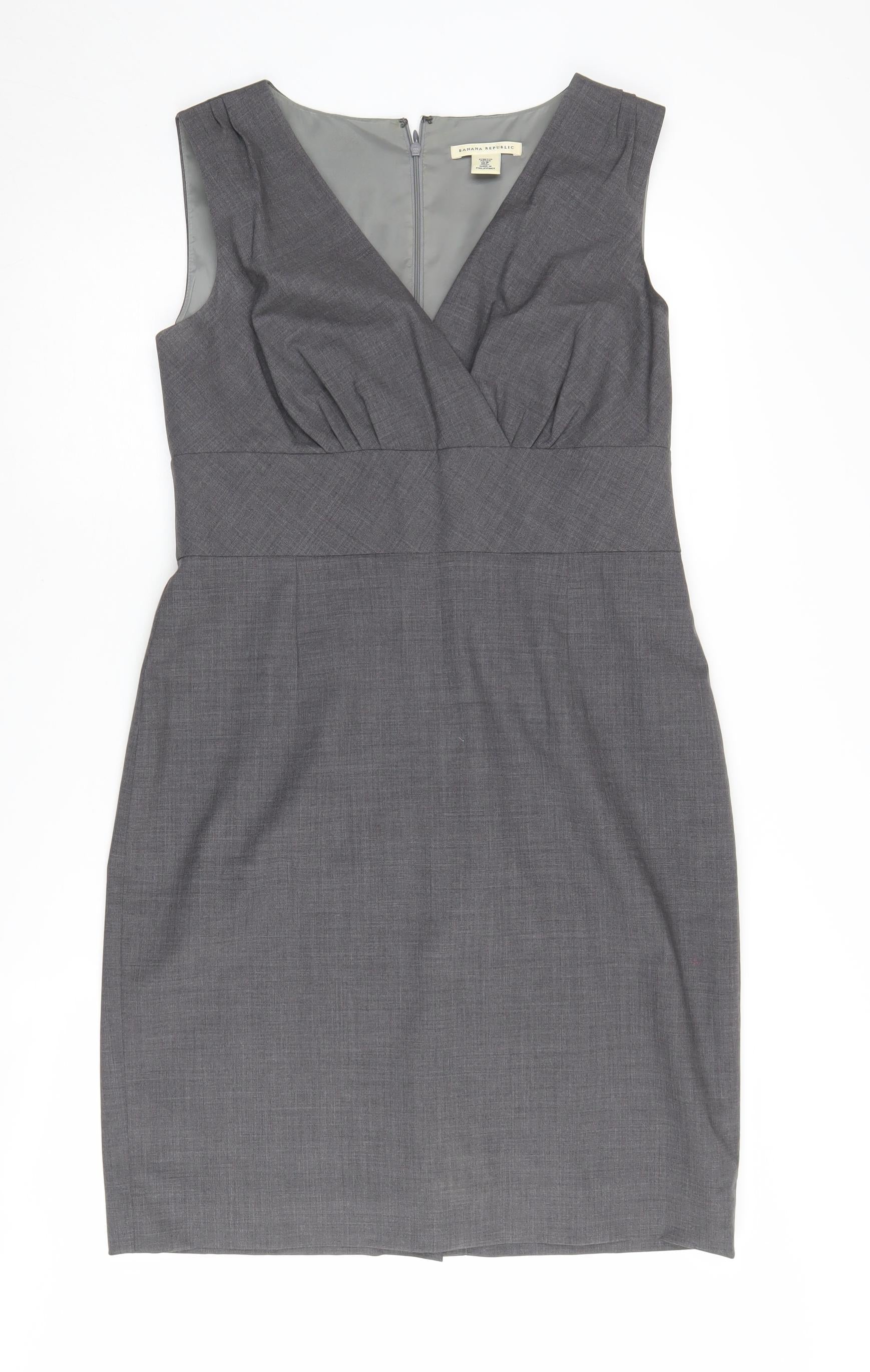 banana republic grey wool dress Banana Republic Sheath Dress Textured Twist Neck