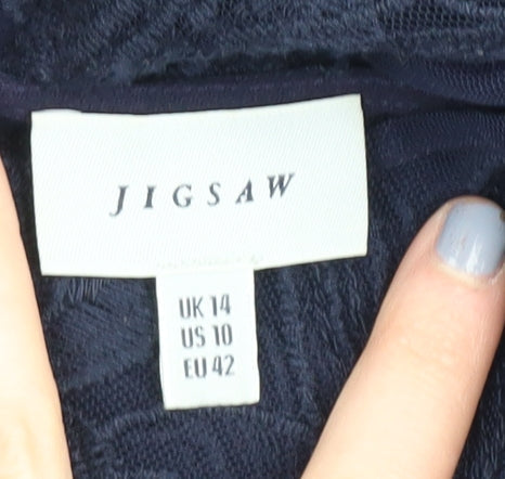 Jigsaw Blue Floral Sheath Women's Dress Size 14