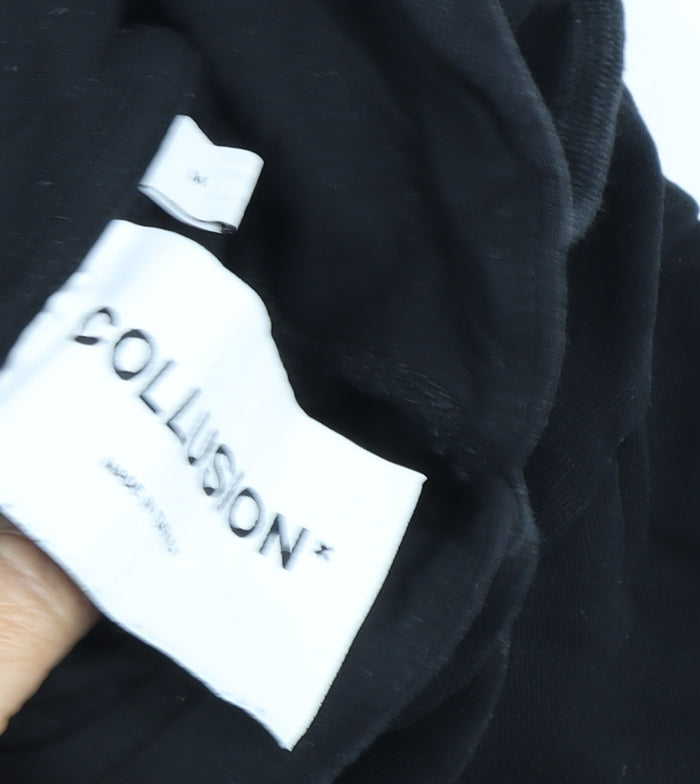 Collusion Men's Black Pullover Hoodie M with Logo