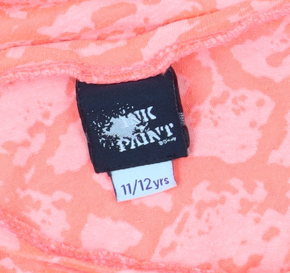 Close-up detail of Disney girls’ orange sleeveless tank - 11-12 years, casual