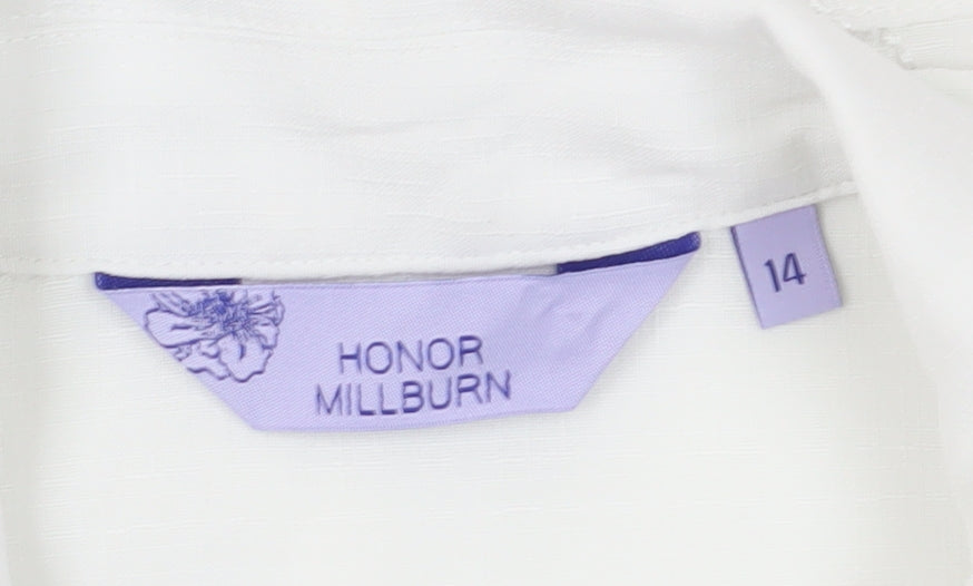 Honor Millburn Women's White Button-Up Shirt, Size 14
