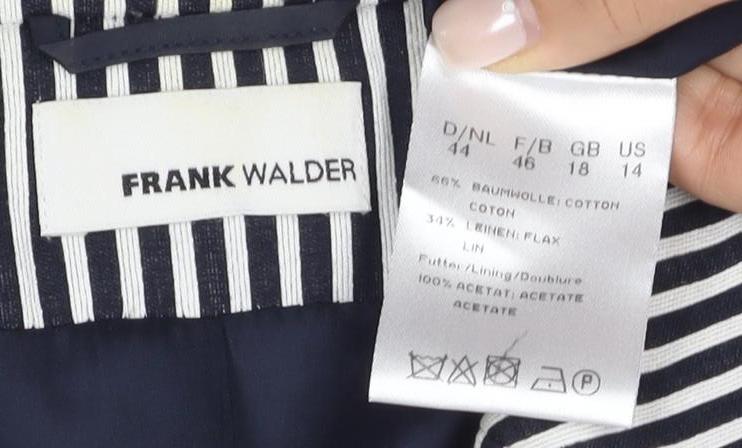 Frank Walder Women's Black Striped Blazer Size 14