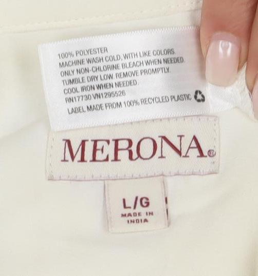 Merona Women's Ivory Sleeveless Collared Blouse, Size L