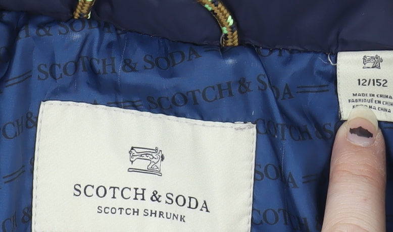 Additional view of Scotch & Soda boys’ green colourblock puffer jacket, size 12