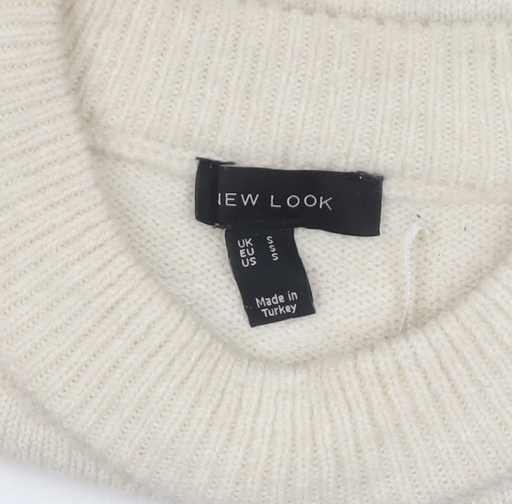 New Look Women's Ivory Pullover Size S Chunky Knit Jumper