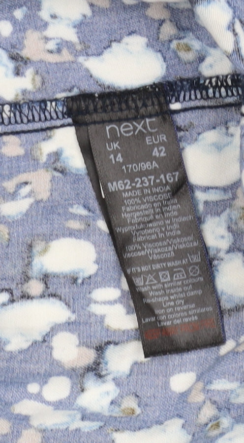 Next Women's Blue Floral Button-Up Shirt Size 14