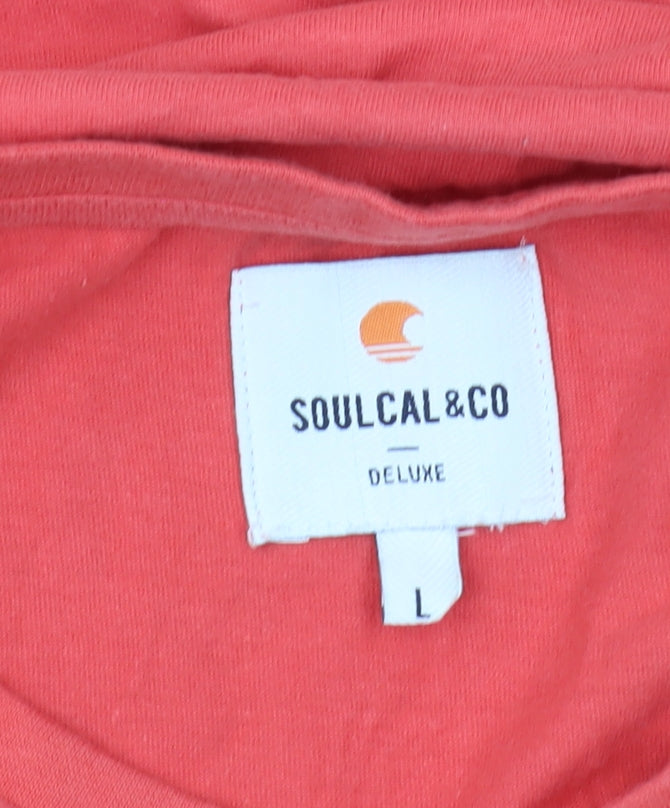 SoulCal Women's Red T-Shirt, Size L, Casual Style