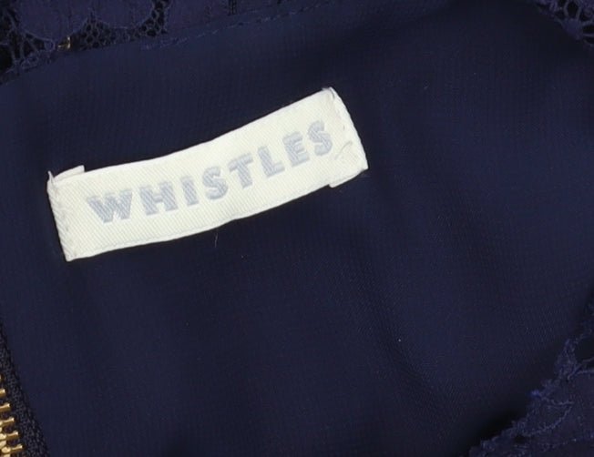 Whistles Women's Blue A-Line Lace Knee Length Dress Size 10