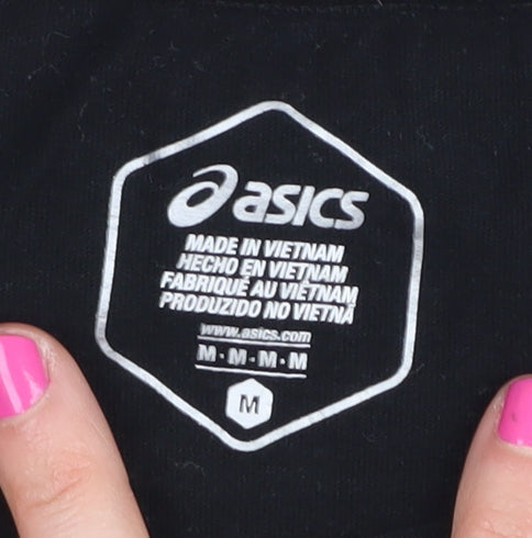 Asics Men's Black Graphic T-Shirt - M, Crew Neck