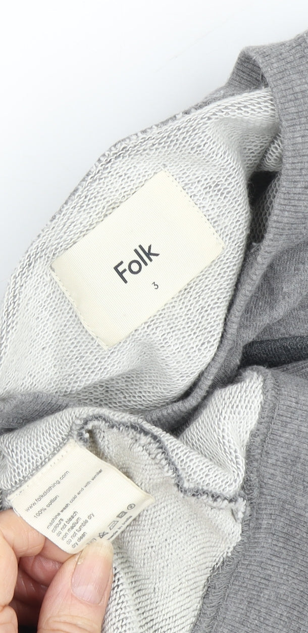 Folk Grey Striped Pullover Sweatshirt - Unisex L