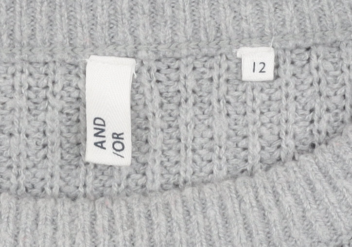 And/Or Women's Grey Striped Pullover Jumper Size 12