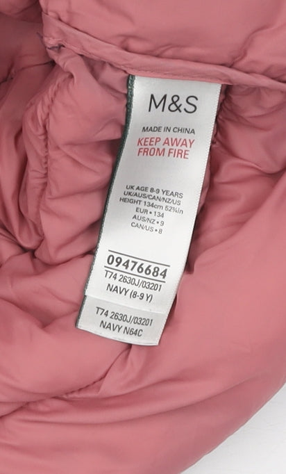 Marks & Spencer Girls Blue Puffer Jacket, Size 8-9 Years