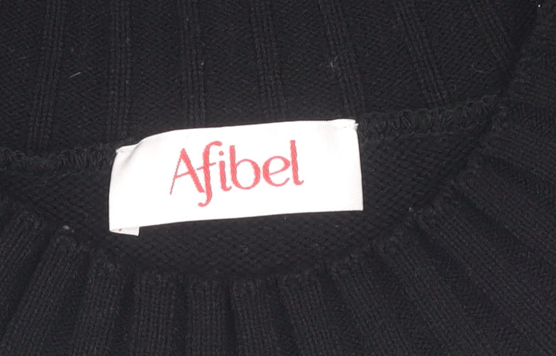 Afibel Women's Black Geometric Pullover Jumper Size 12