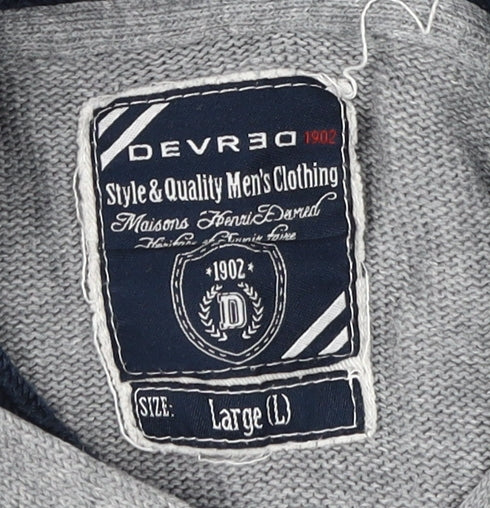 DEVRED Men's Grey Pullover Hoodie, Large, Urban Style