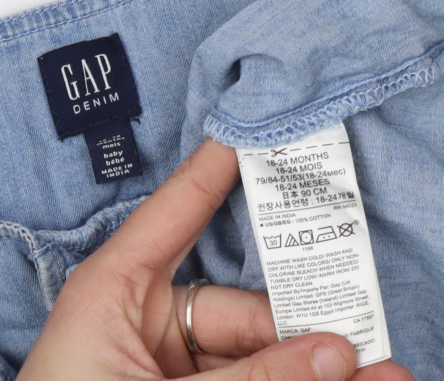 Gap Unisex Baby Blue Denim Blouse, 18-24 Months, Casual Style