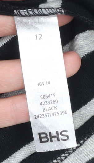 BHS Women's Black Striped Shift Dress Size 12