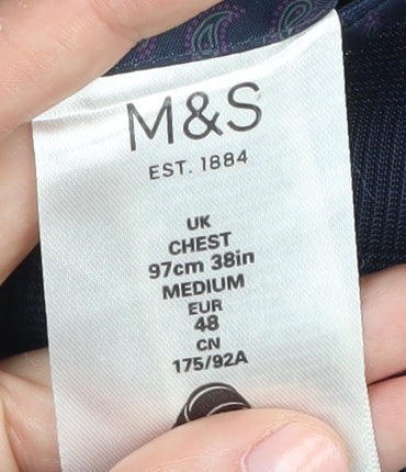 Marks & Spencer Men's Blue Check Suit Jacket, Size 38R